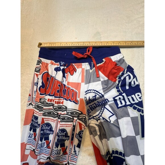Mens Pajama Pants Lounge Pabst Blue Ribbon Size Small Sleep Jogger Beer Can PBR - Picture 12 of 16